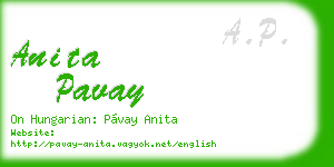 anita pavay business card