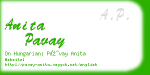 anita pavay business card